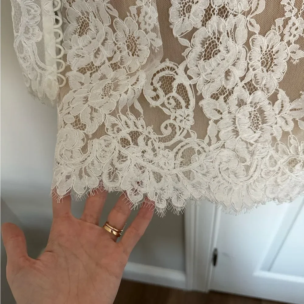 Alin LeKal Wedding Bridal Elegant White Lace Off-Shoulder Party Dress - Picture 10 of 15